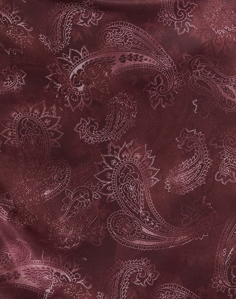 Image of Modena Long Sleeve Mini Dress in Tonal Paisley Plum