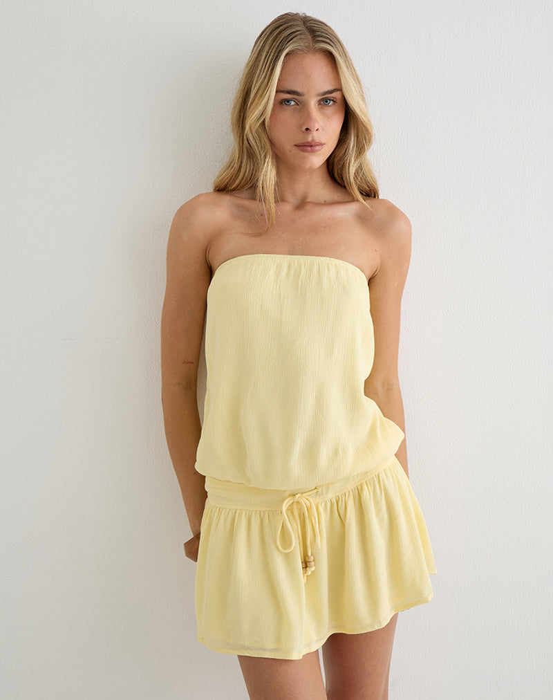 Image of Moka Mini Dress in Crinkle Butter Yellow