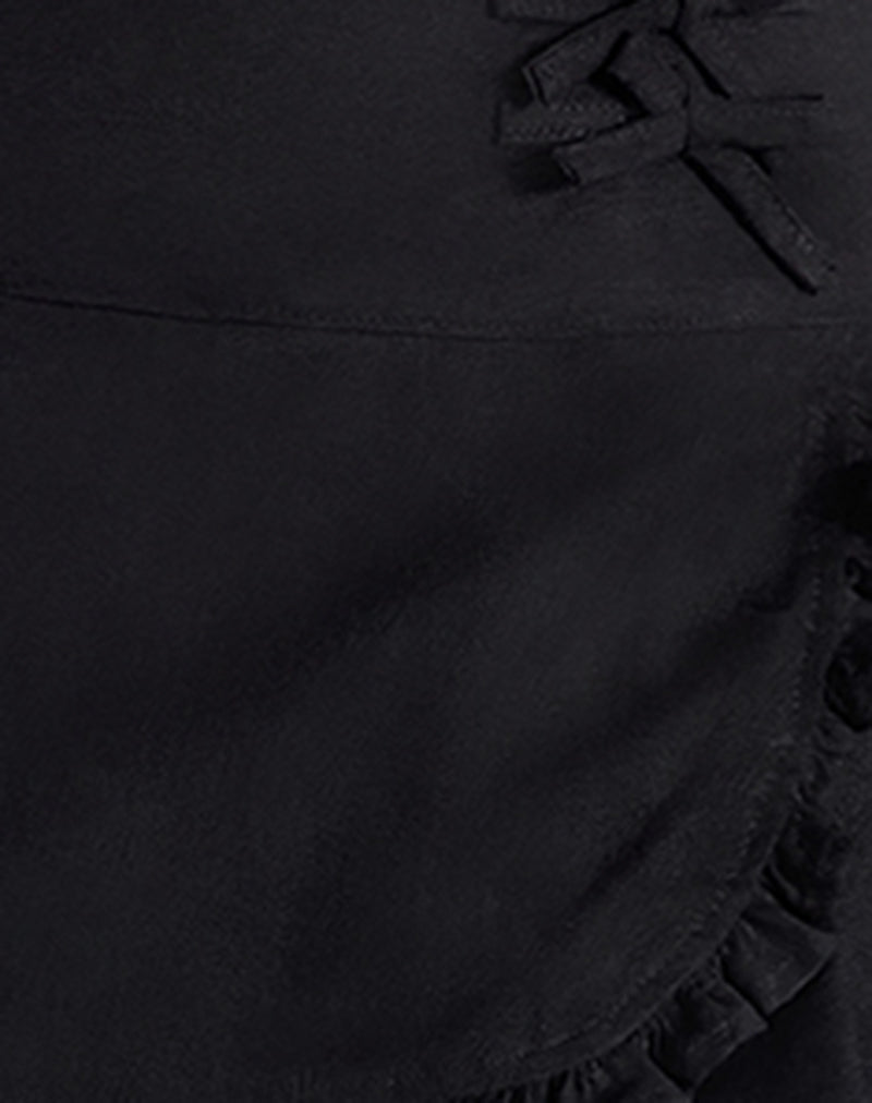 Image of Monana Wrap Micro Skirt in Plain Black