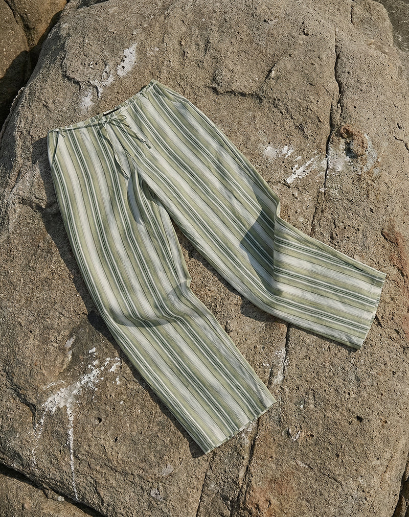 Image of Morino Trouser in Sage Stripe