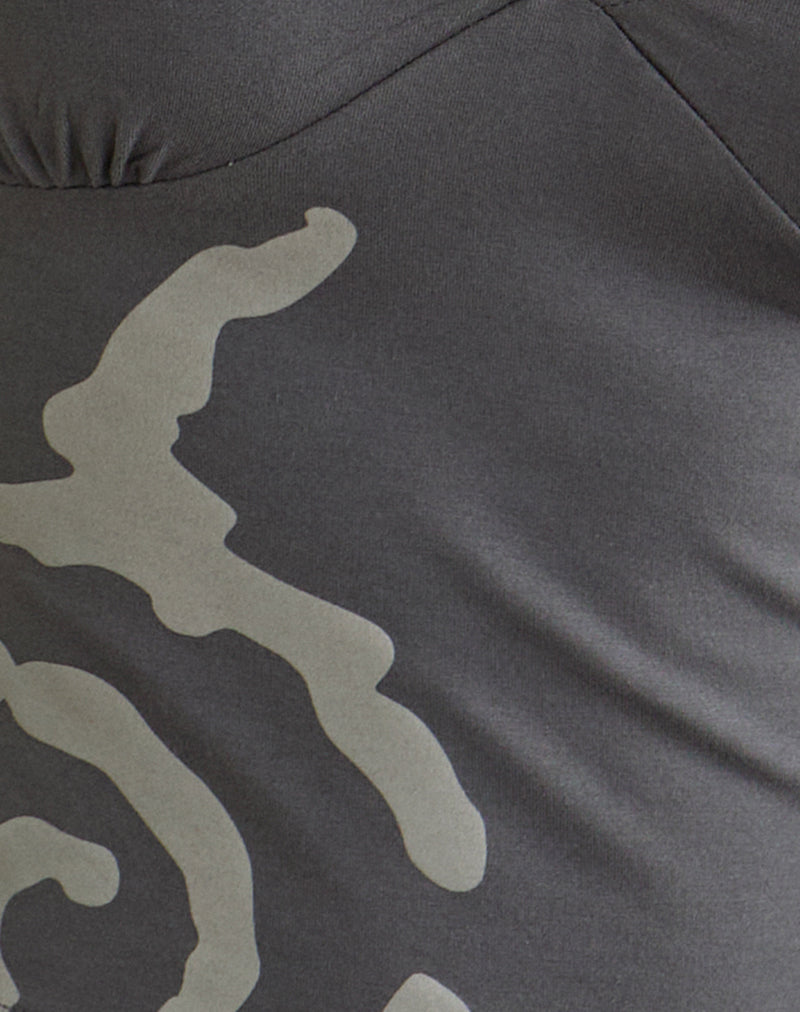 Image of Morty Top in Spiral Charcoal Grey
