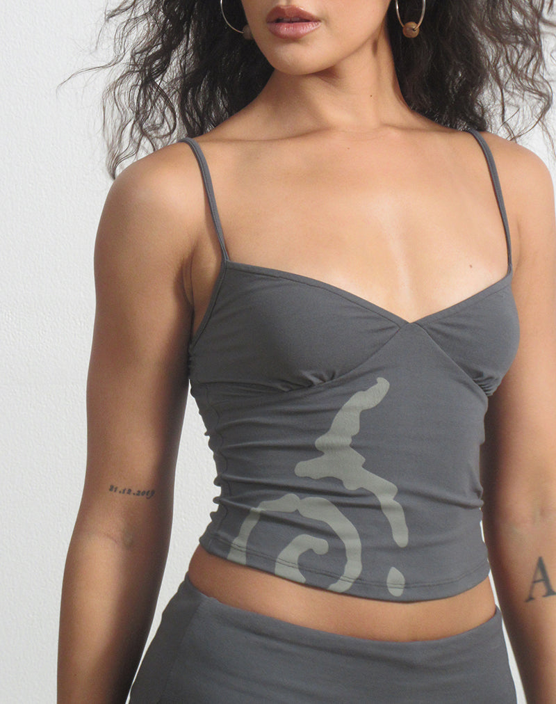 Image of Morty Top in Spiral Charcoal Grey
