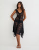 Image of Moselle Drop Waist Midi Dress in Lace Black