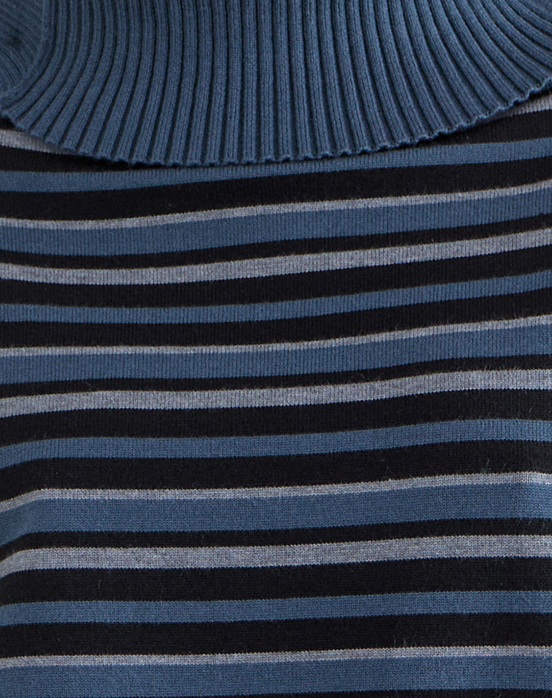 Image of Muniar Jumper in Knit Stripe Blue Grey