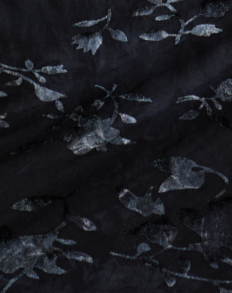 Image of Nidya Mini Skirt in Leaf Velvet Dark Blue