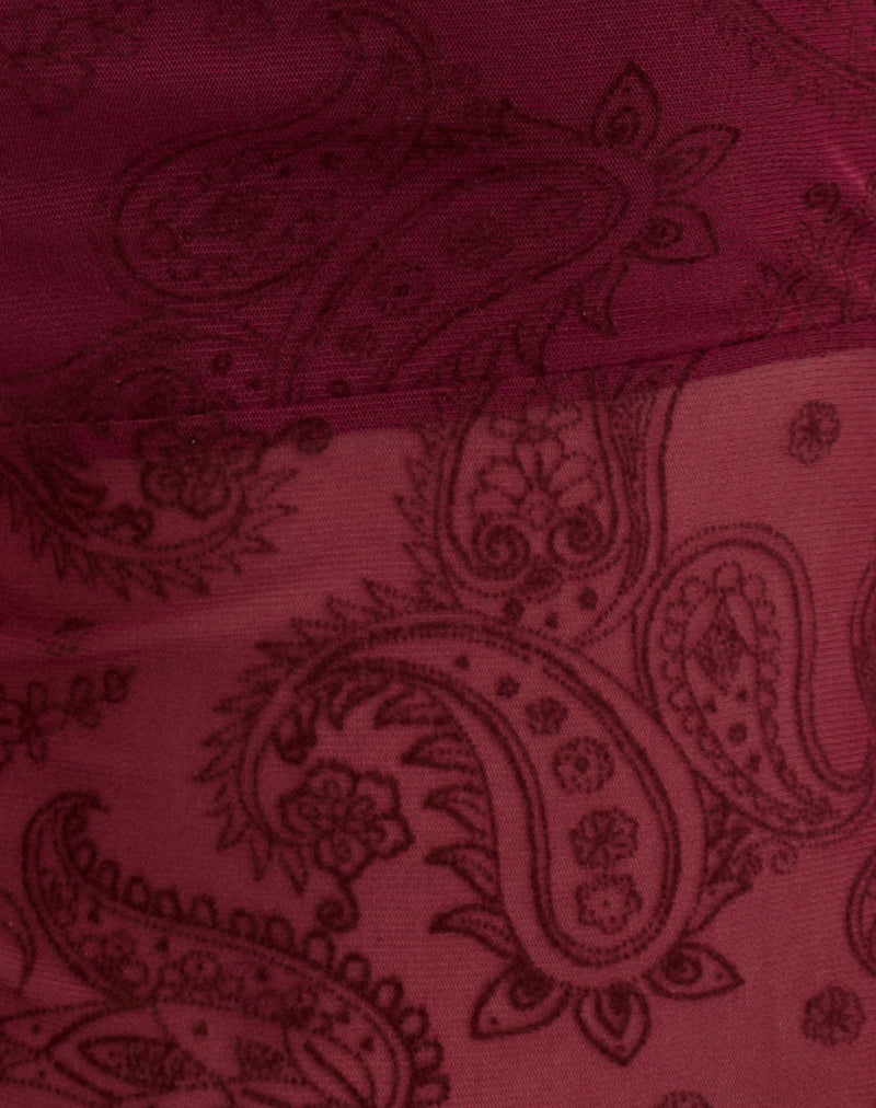 Image of Nafre Top in Flock Compact Paisley Wine