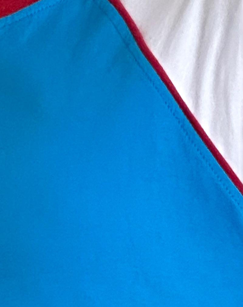 Image of Nagita Racer Top in Aqua Blue with Red Binding