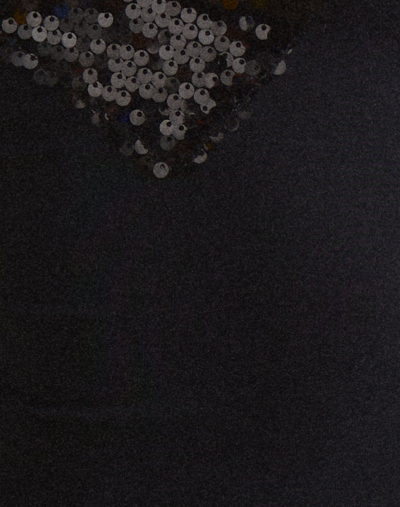 Image of Nahia Top with Sequin Trim in Cupro Black