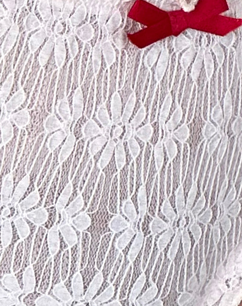Image of Adrienne Thong in Baby Pink with Lace Red and Bow