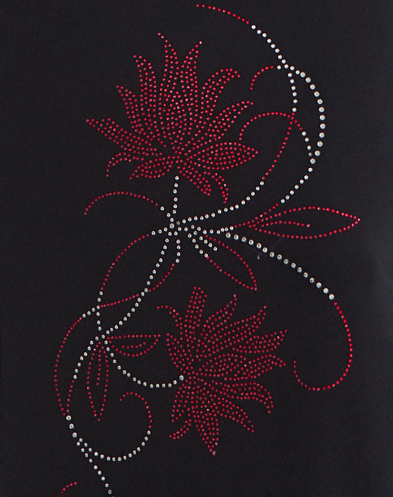 Image of Naisra Maxi Skirt in Cupro Diamante Flower Black