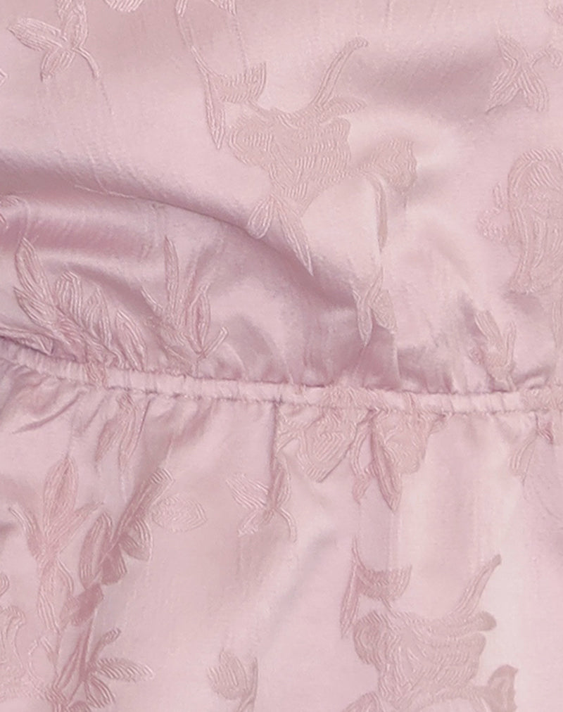 Image of Nambi Short Sleeve Top in Satin Jacquard Baby Pink