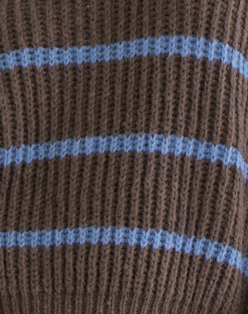 Image of Namirta Jumper in Brown with Blue Stripe