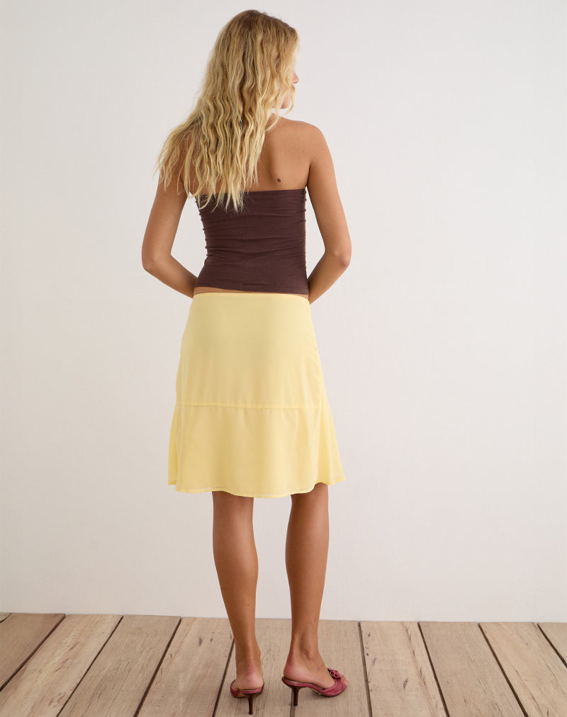 Image of Namora Midi Skirt in Chiffon Pastel Yellow