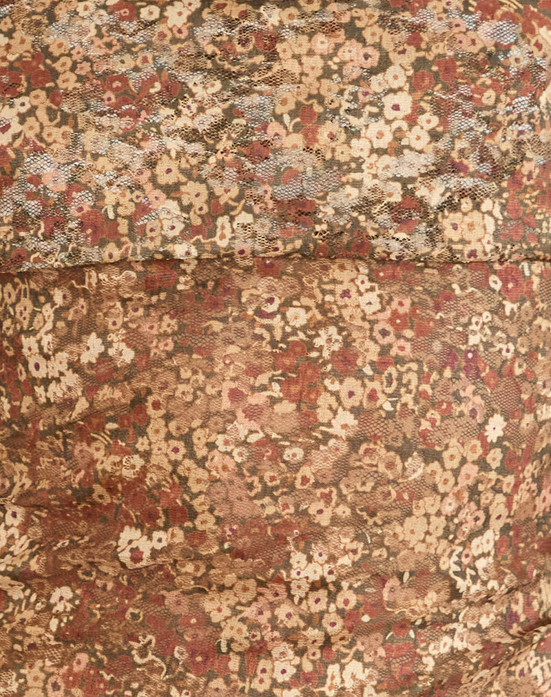 Image of Nanila Top in Cluster Floral Brown