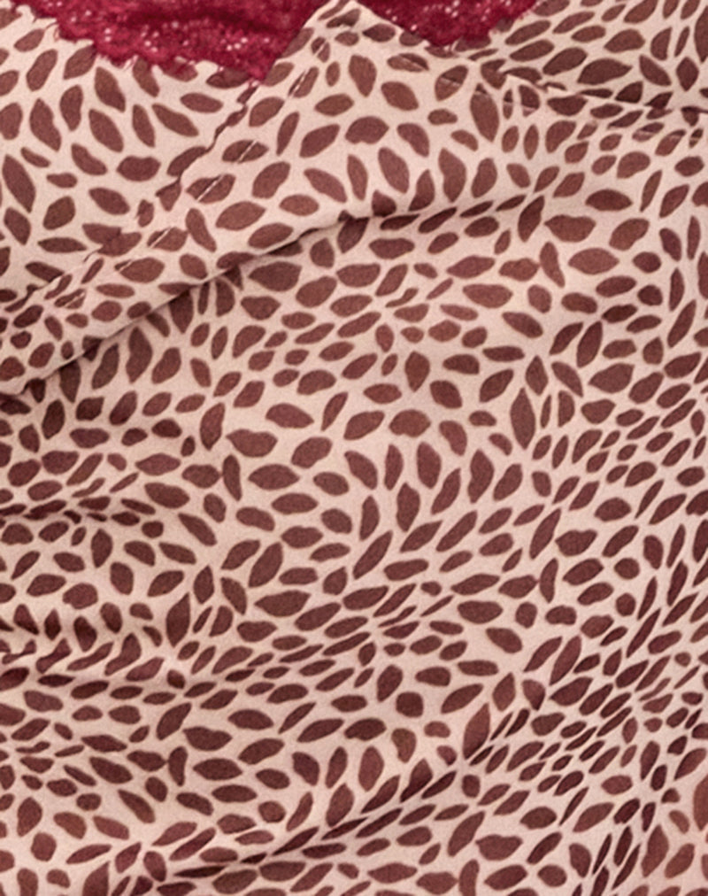 Image of Naoya Midi Dress in Pink and Brown Lips Print