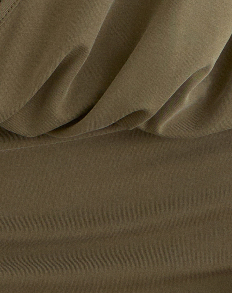 Image of Narina Mini Dress in Cupro Olive Stone