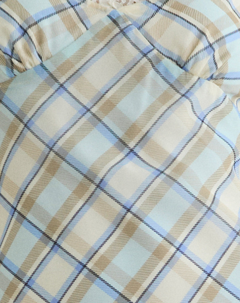 Image of Naska Maxi Dress in Chiffon Vintage Blue Check