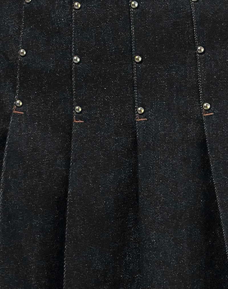 Image of Gatlin Skirt in Chambray Studs Black