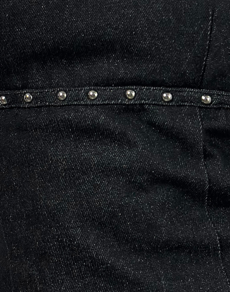 Image of Nasya Halter Top in Chambray Studs Black