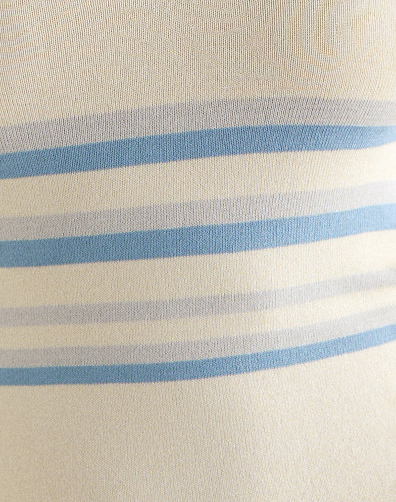 Image of Natcha Vest Top in Cream with Blue and Grey Stripes