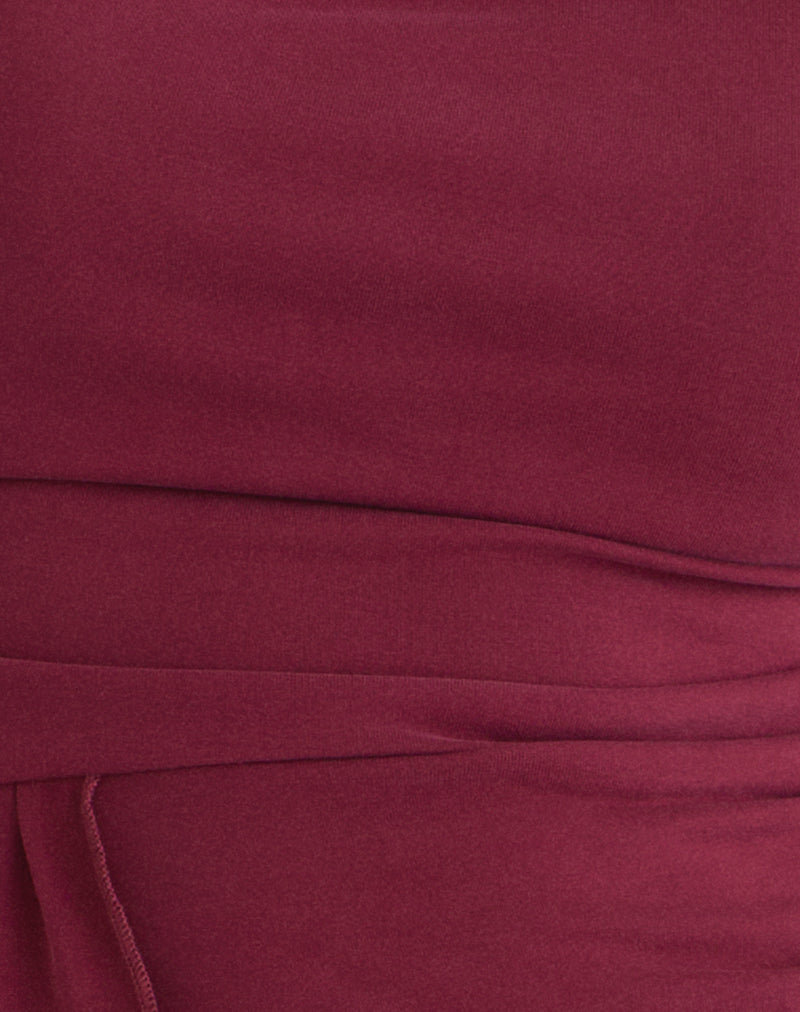 Image of Neida Drape Top in Cupro Burgundy