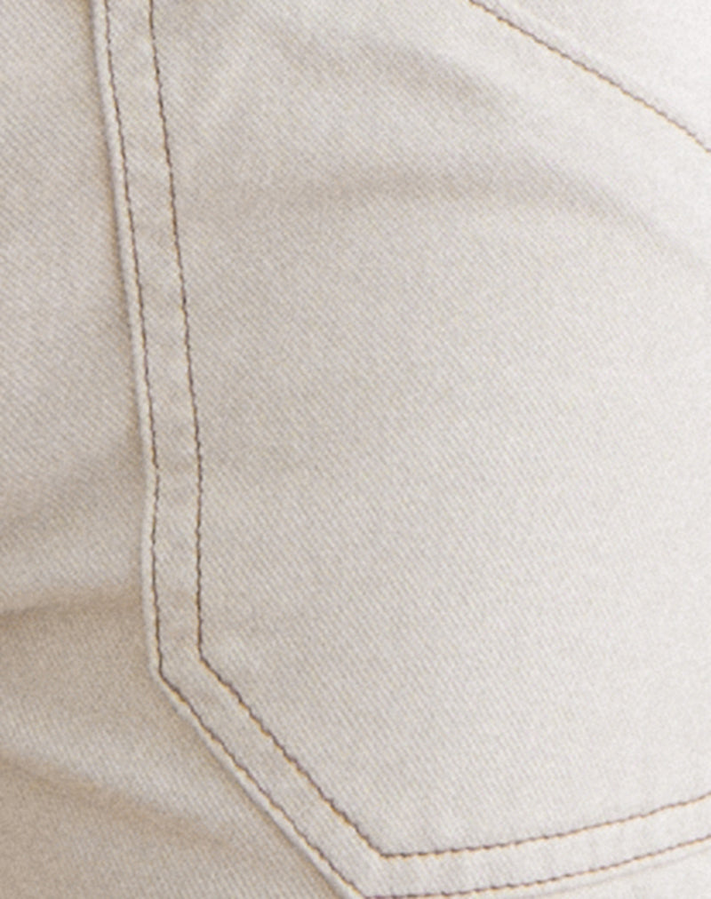 Image of Low Rise Relaxed Cargo Jeans in Off White