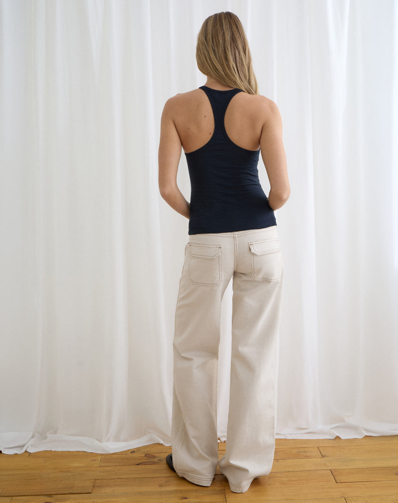 Image of Low Rise Relaxed Cargo Jeans in Off White