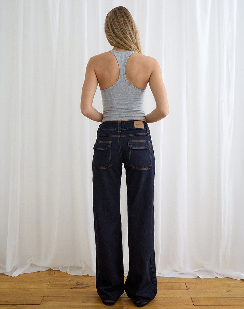 Image of Low Rise Relaxed Cargo Jeans in Indigo