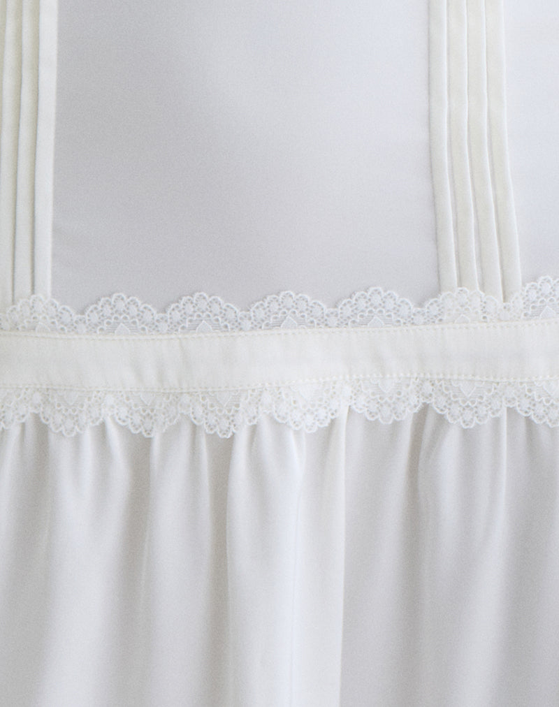 Image of Nesha Ruffle Satin Mini Dress in White
