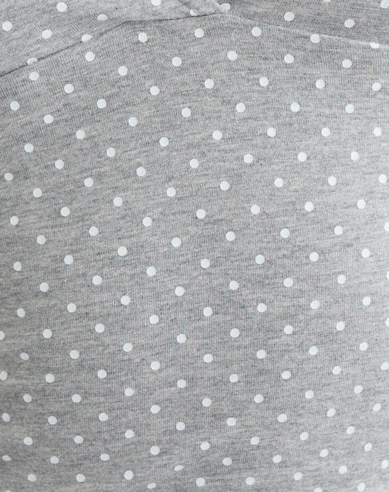 Image of Netacy Top in Grey Marl with White Micro Polka Dots