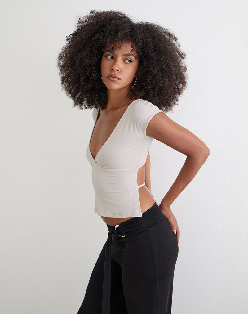 Image of Netan Crossover Top in Cannoli Cream