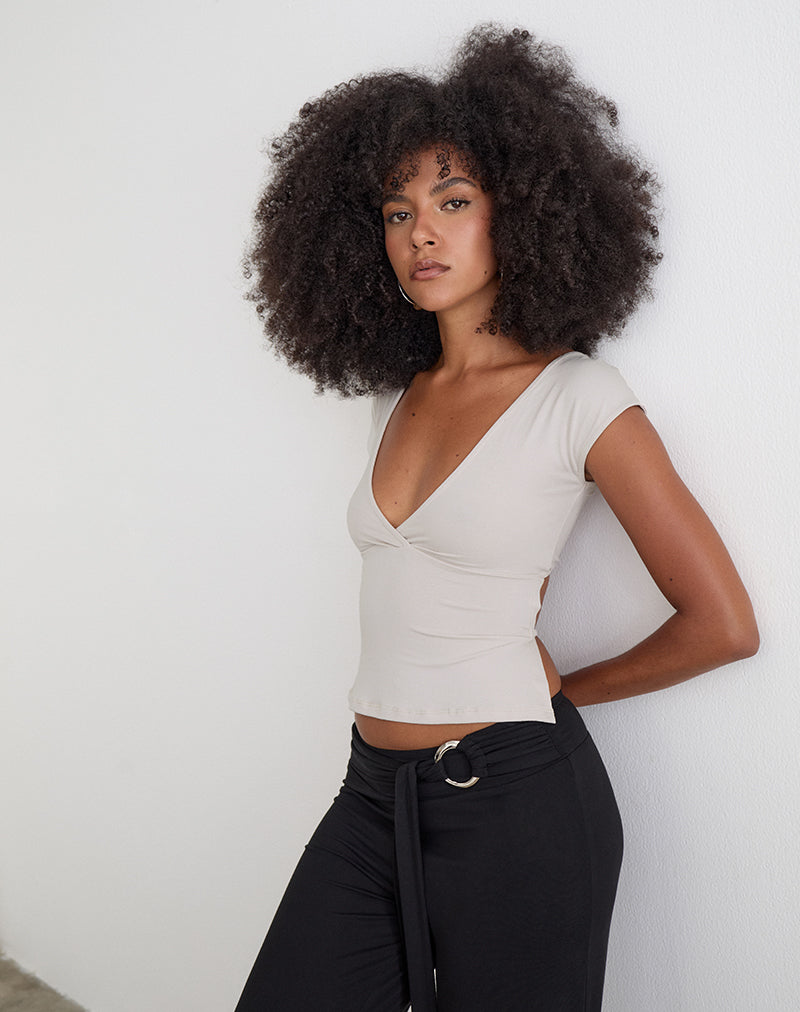 Image of Netan Crossover Top in Cannoli Cream