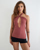 Image of Nezuko Multi Tie Long Sleeve Top in Cupro Dark Rose