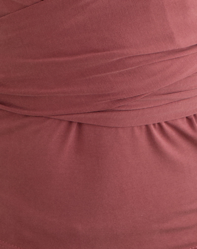Image of Nezuko Multi Tie Long Sleeve Top in Cupro Dark Rose