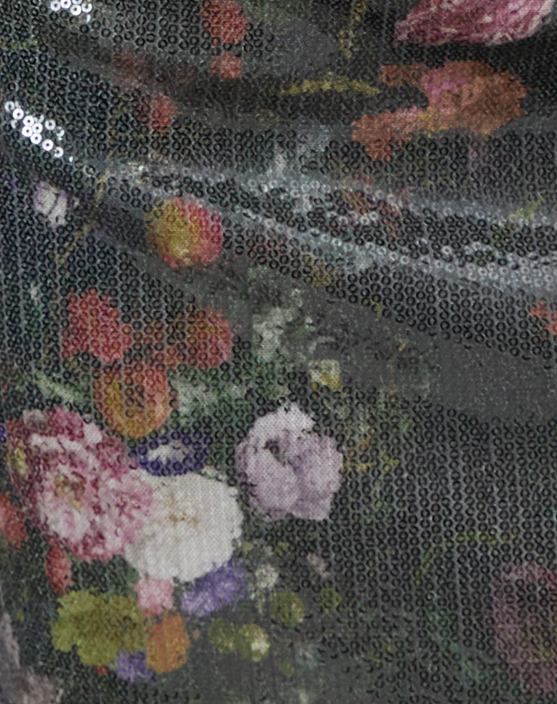 Image of Nidya Mini Skirt in Sequin Vintage Flower