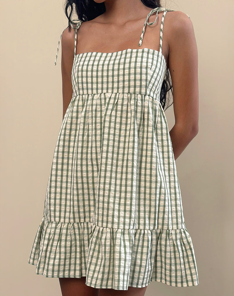 Image of Nikita Mini Dress in Green Check