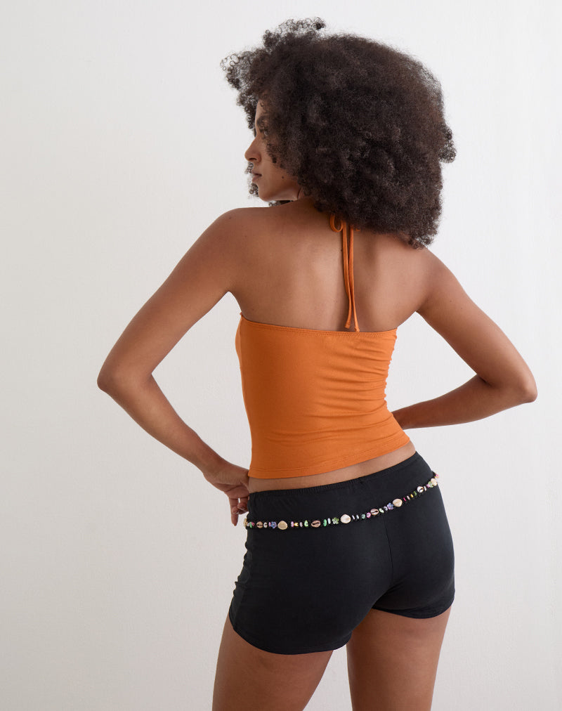Image of Nilo Micro Short with Shell Trim in Cupro Black