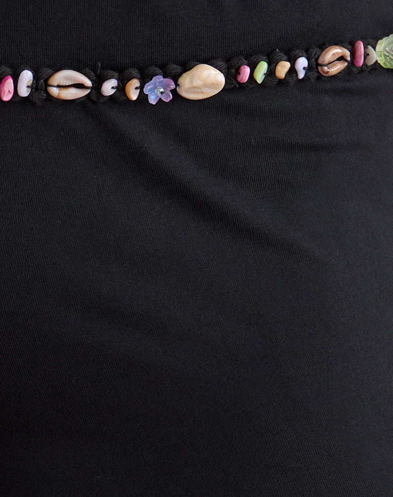 Image of Nilo Micro Short with Shell Trim in Cupro Black