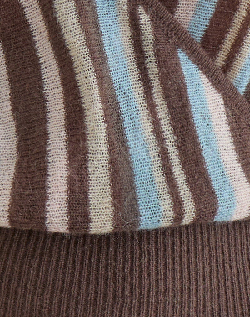 Image of Nilza Wrap Top in Knit Stripe Brown