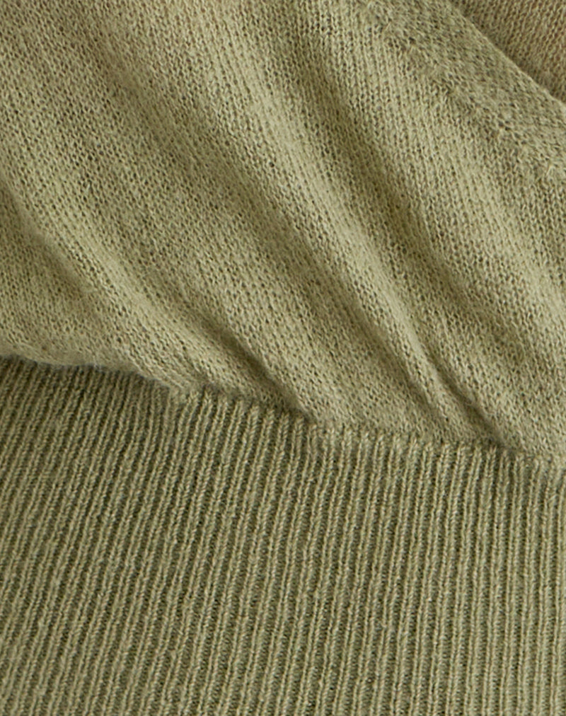 Image of Nilza Wrap Top in Knit Sage Green