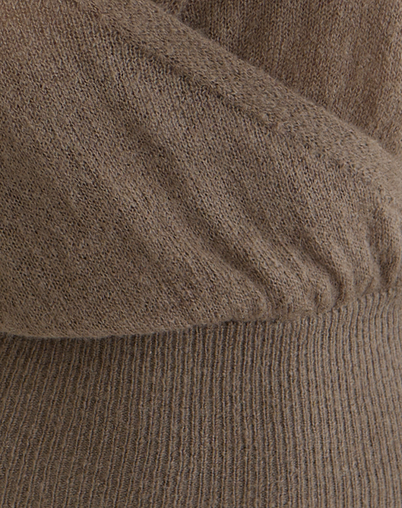 Image of Nilza Wrap Top in Knit Taupe