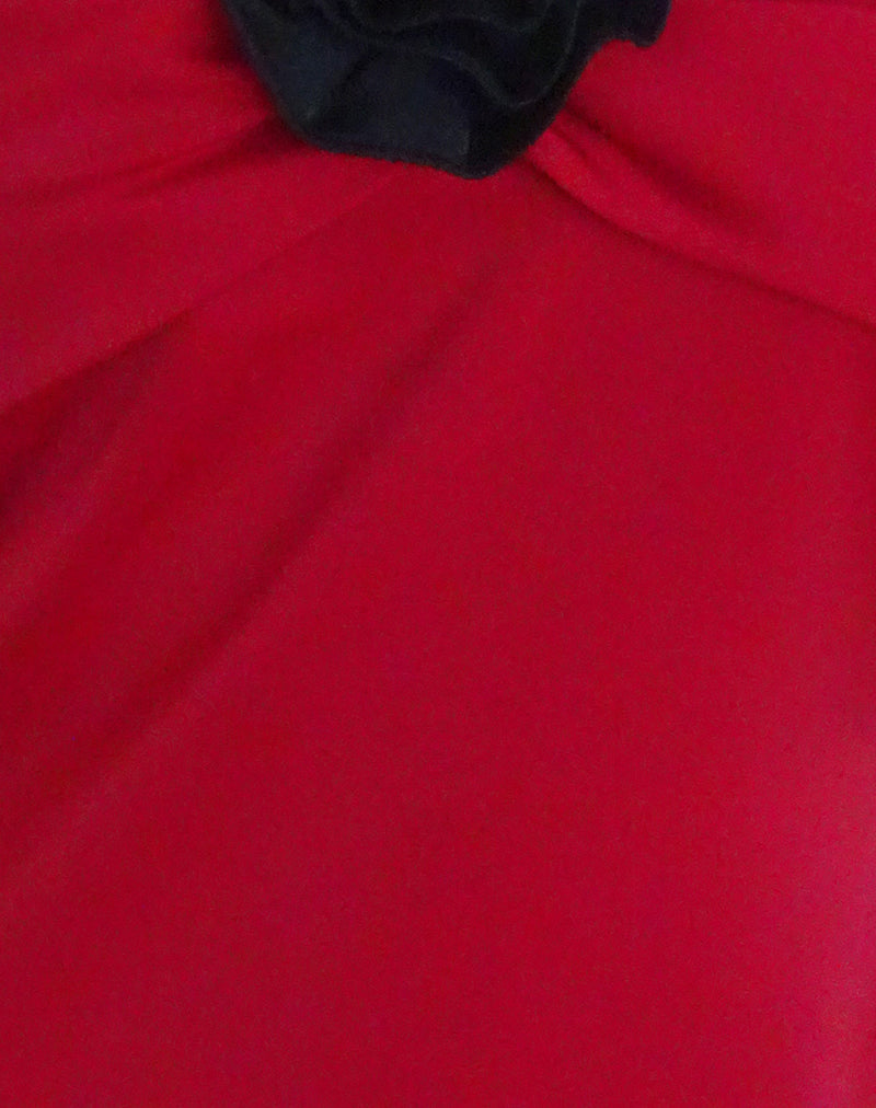 Image of Ninivala Dress in Red with Black Rosette