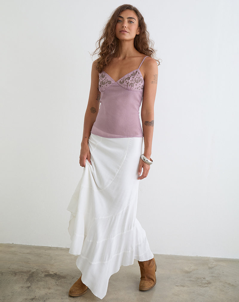 Image of Nisara Cami Top in Dusty Mauve with Coma Studs