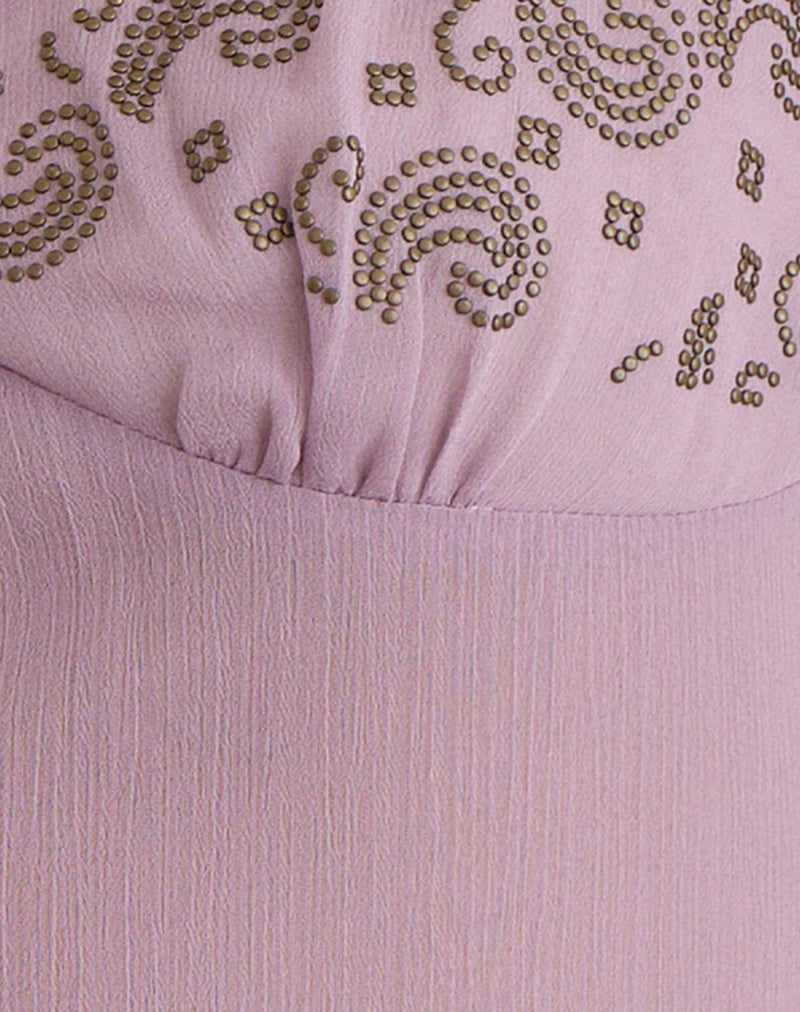 Image of Nisara Cami Top in Dusty Mauve with Coma Studs
