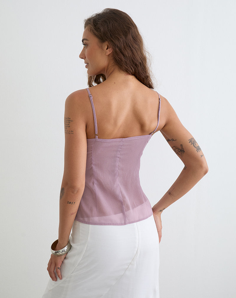 Image of Nisara Cami Top in Dusty Mauve with Coma Studs