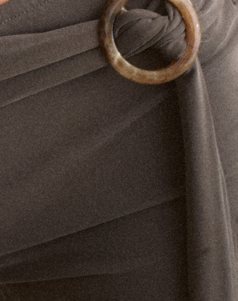 Image of Nivaya Micro Short with Wrap Belt in Cupro Dark Brown