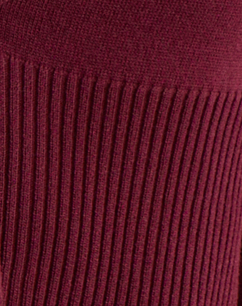 Image of Niyah Long Sleeve Cardigan in Burgundy