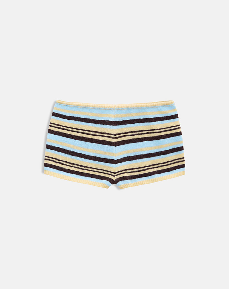 Image of Niyara Short in Stripe Yellow Blue Brown