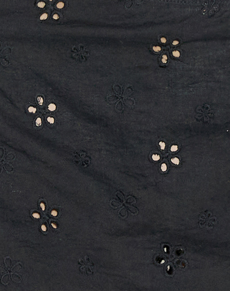 Image of Olsa Mini Skirt in Flower Broderie Black