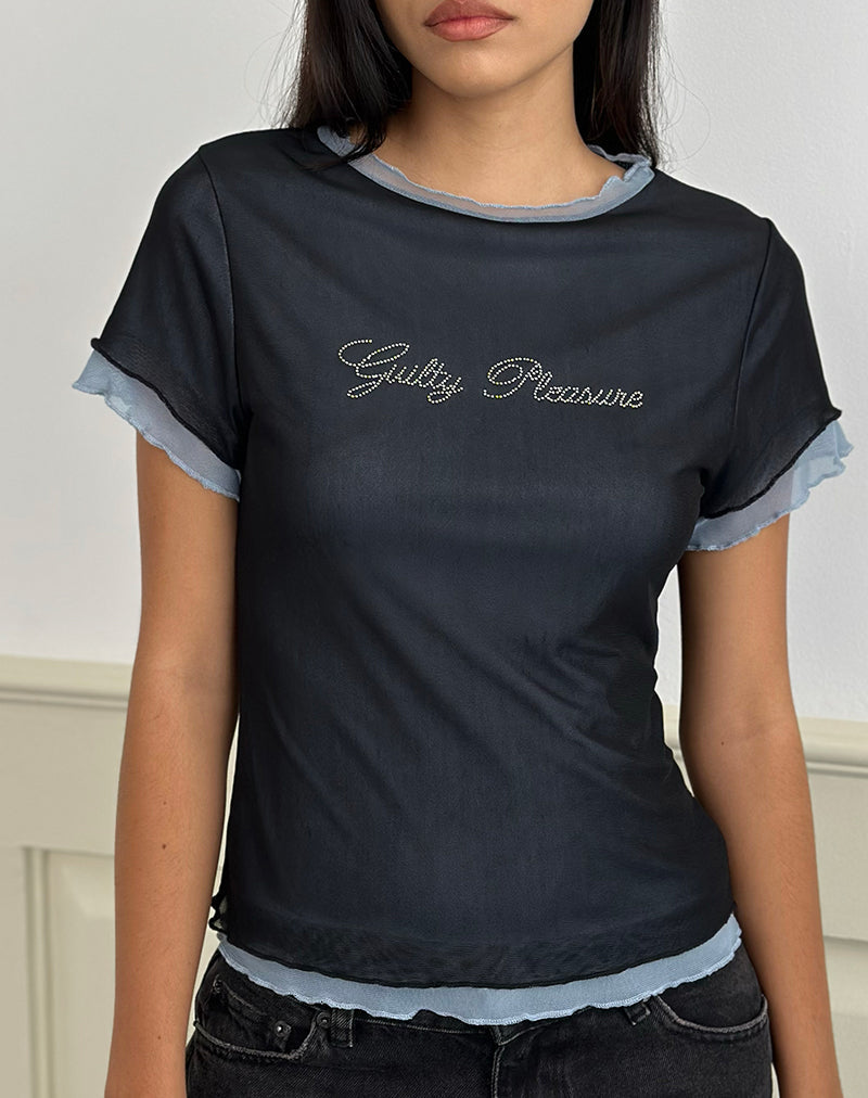 Image of Noburia Top in Black Blue Guilty Pleasure Hot Fix